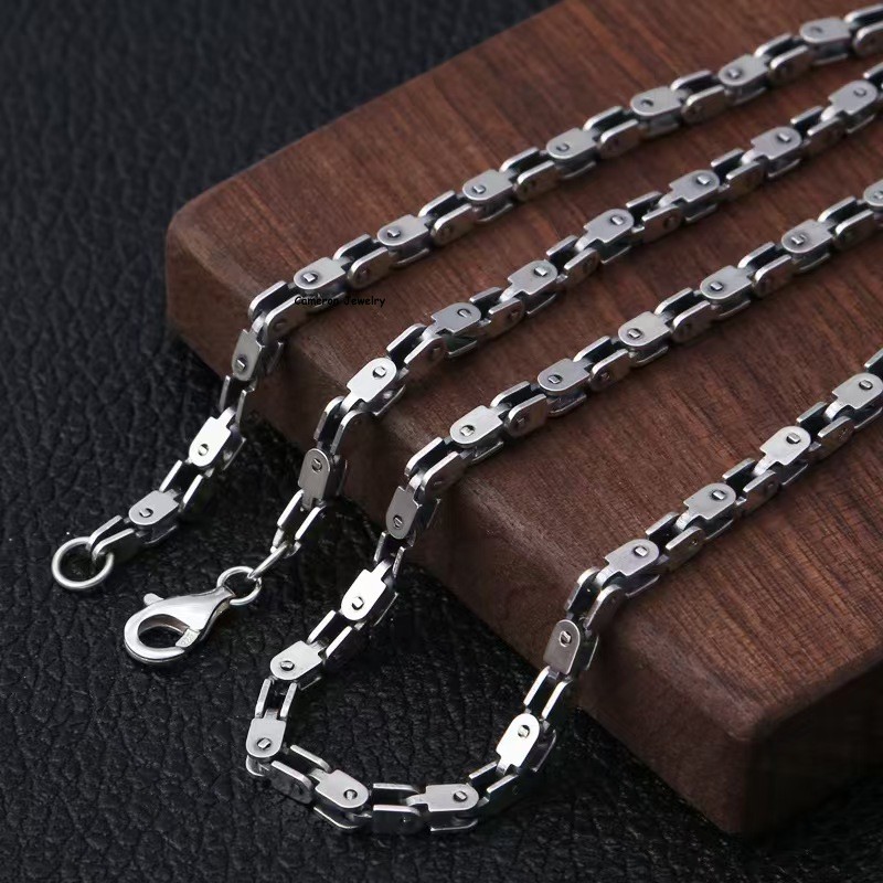 Solid S925 Sterling Silver Collar Chain Men Women 4mm Box Link Necklace 20-26in