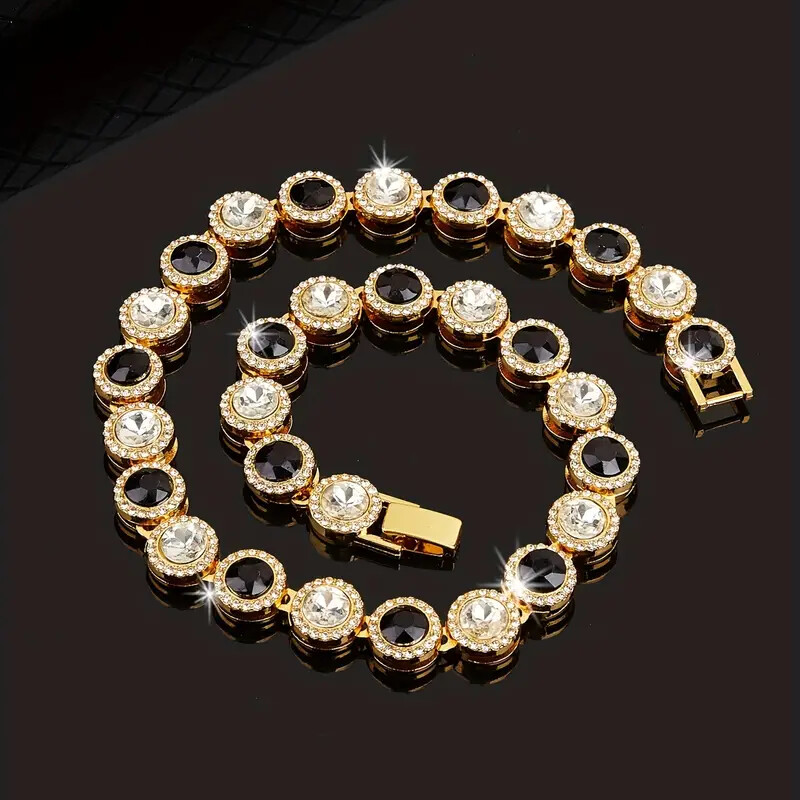 Men Women Rhinestone Hip Hop Style Chain Necklace 18″ Choker Jewelry Accessory