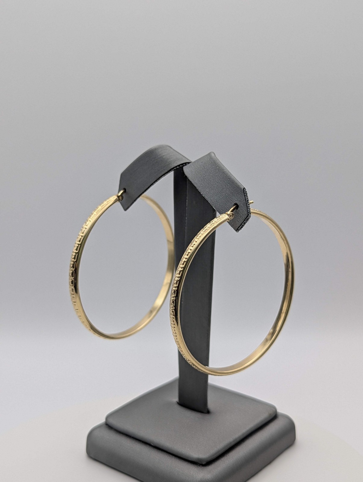 14K YG Greek Key Hoop Earrings