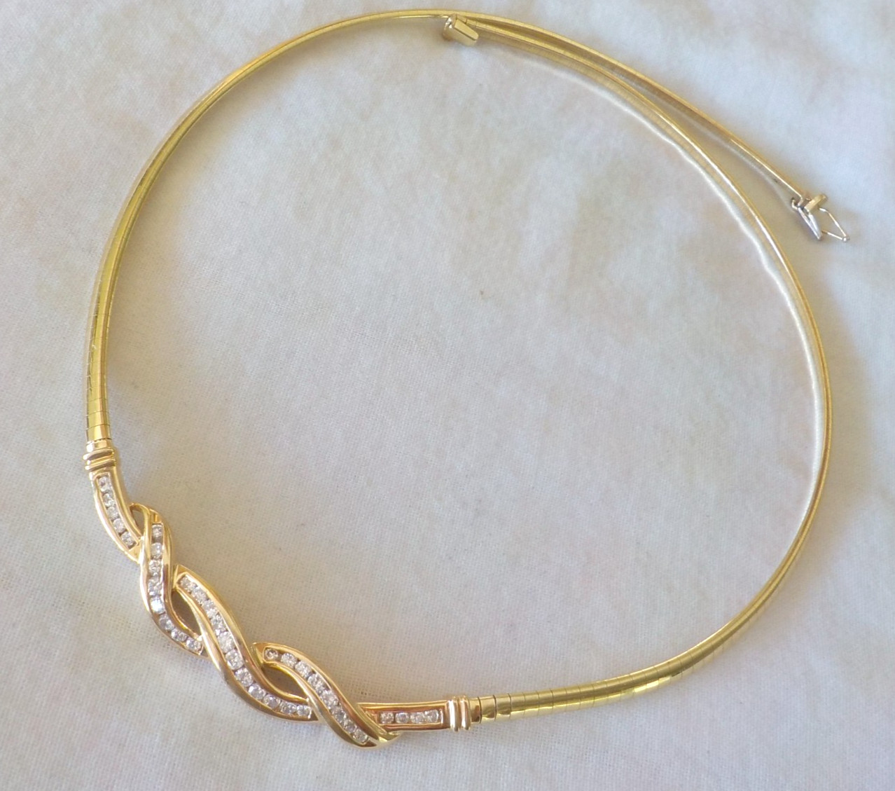 Elegant 14K Yellow Gold Braid Collar Diamond Necklace – 20.8 gm, 16.3 in, 0.80ct