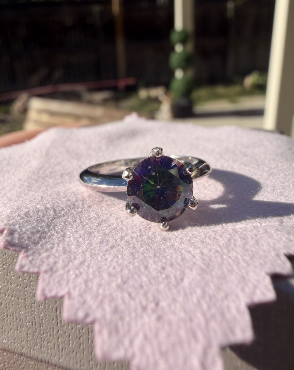 Sterling Silver mystic topaz (8.8×8.7mm) Round ring size 7