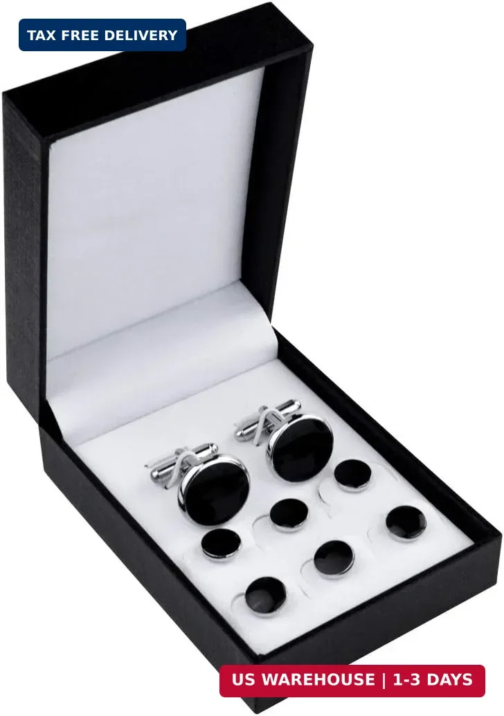 Tuxedo Studs and Cufflinks Set, Mens Cufflinks and Cuff Studs Set Cuff Links Sta