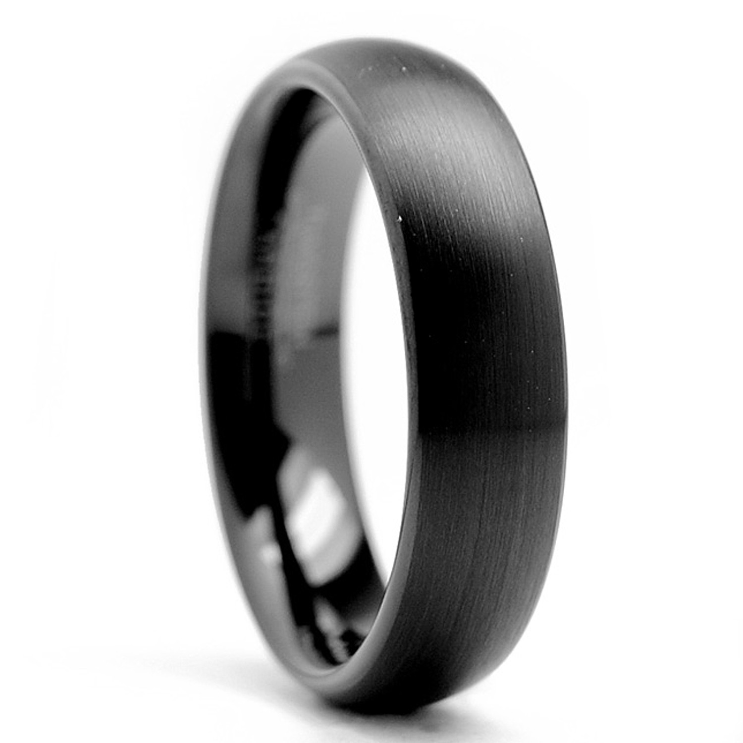 6MM Men’s Dome Black Tungsten Ring Wedding Band Jewelry Sizes 7 to 13