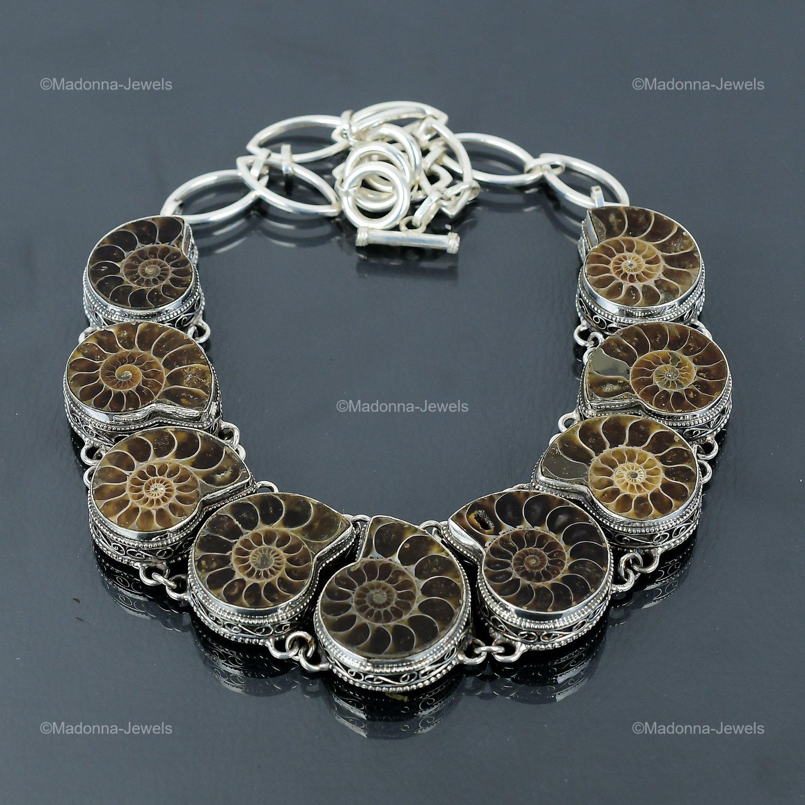 Ammonite Fossil Gemstone 925 Sterling Silver Chain Birthday Vintage New Necklace