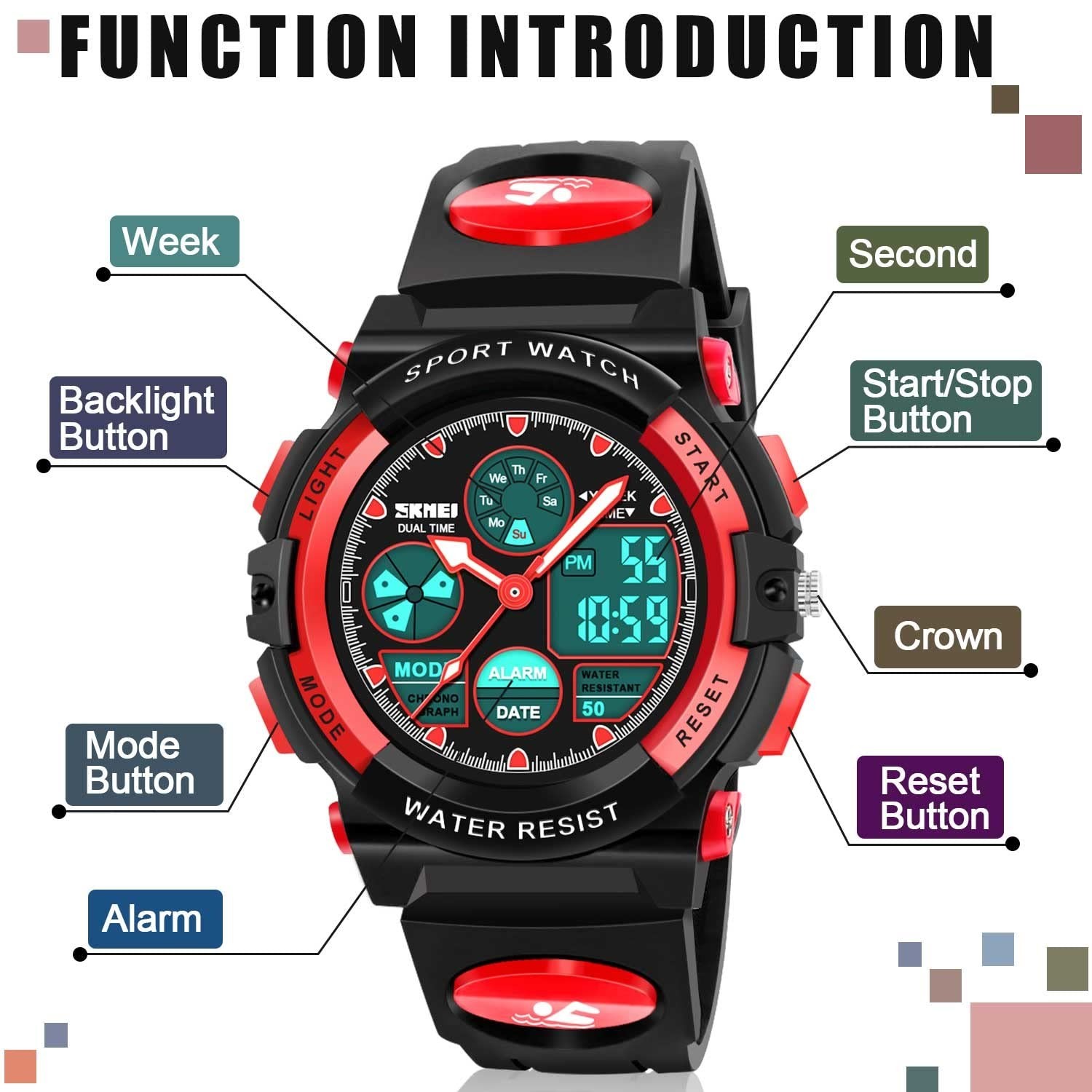 Waterproof LED Multi-Function Kids Watch – Perfect Gift for Boys & Girls