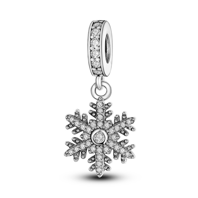MULA 925 Sterling Silver Charm Clear 5A Zircon Snowflake Bead for Women Bracelet