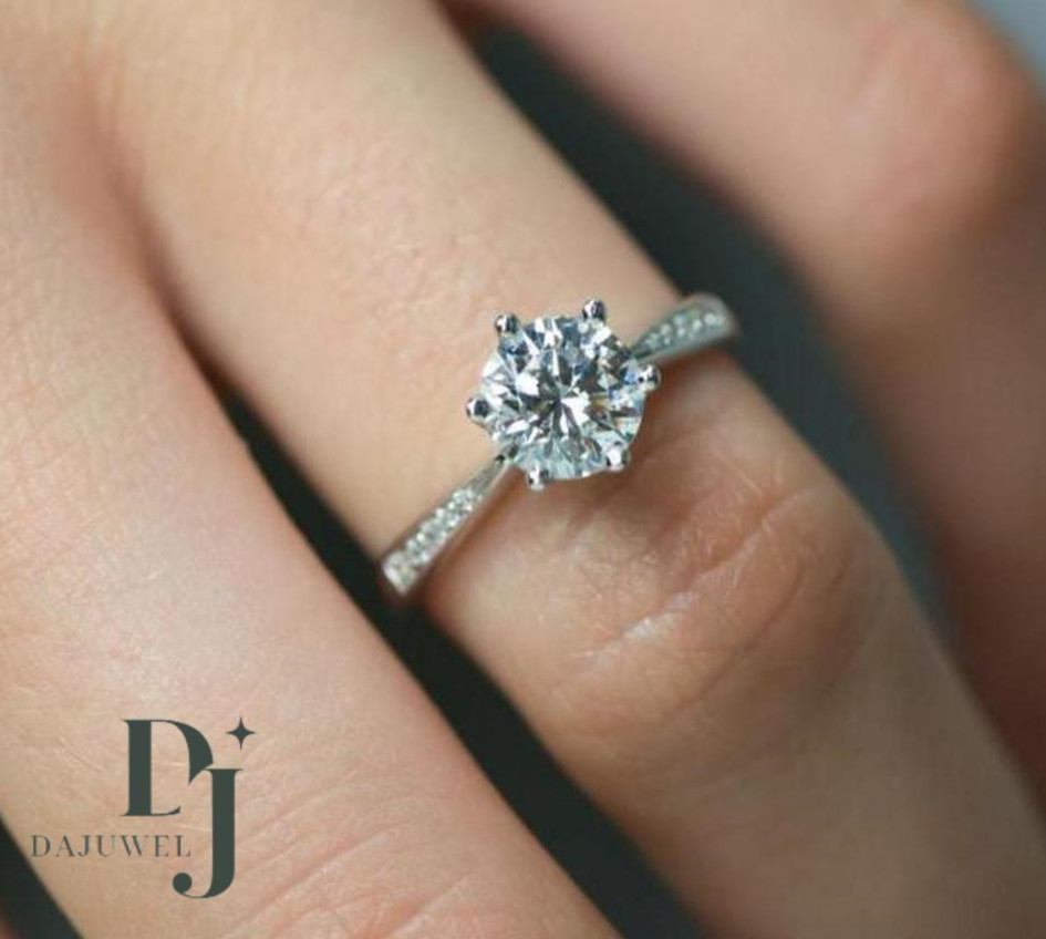 Moissanite Solitaire Engagement Ring VVS1 Round Cut 2.20 CT Solid 14K White Gold