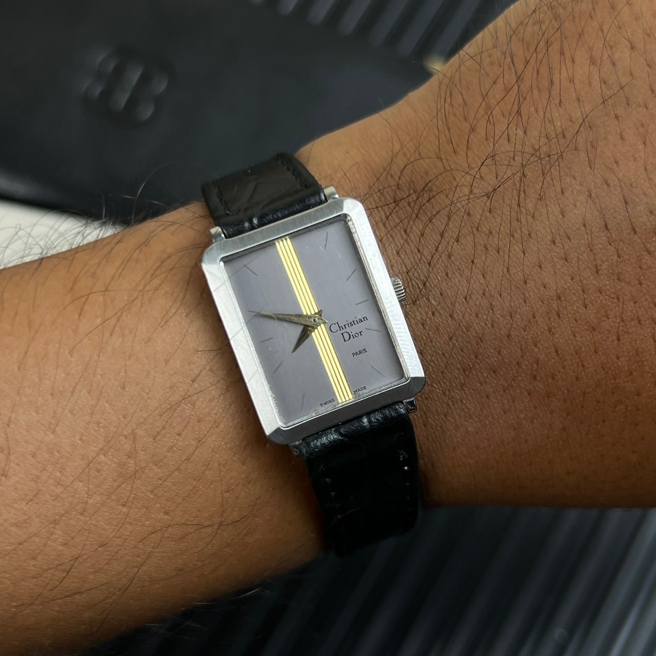 Vintage Christian Dior Rectangular Grey Dial Circa 1970 s’ Manual Winding