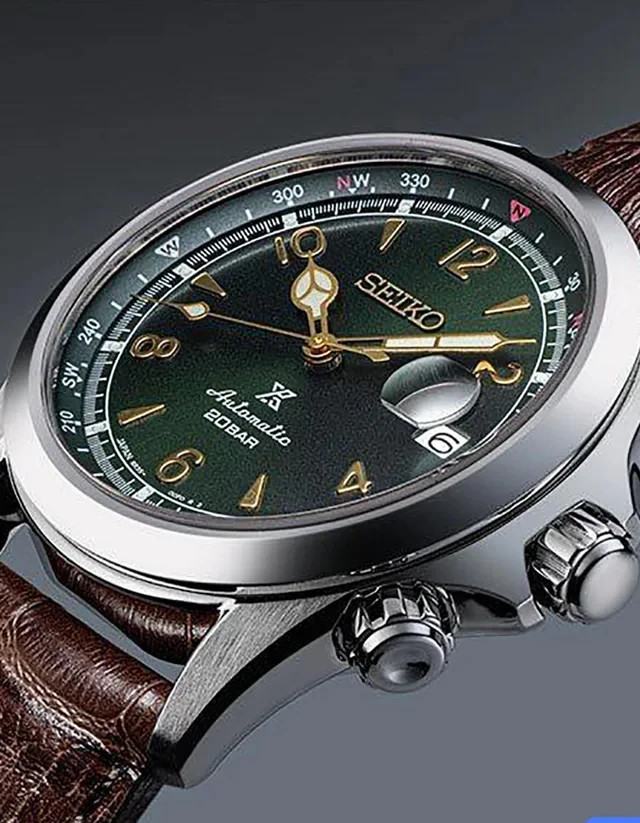 Seiko Prospex Alpinist Green Dial 70H Automatic Compass Leather Watch SPB121J1