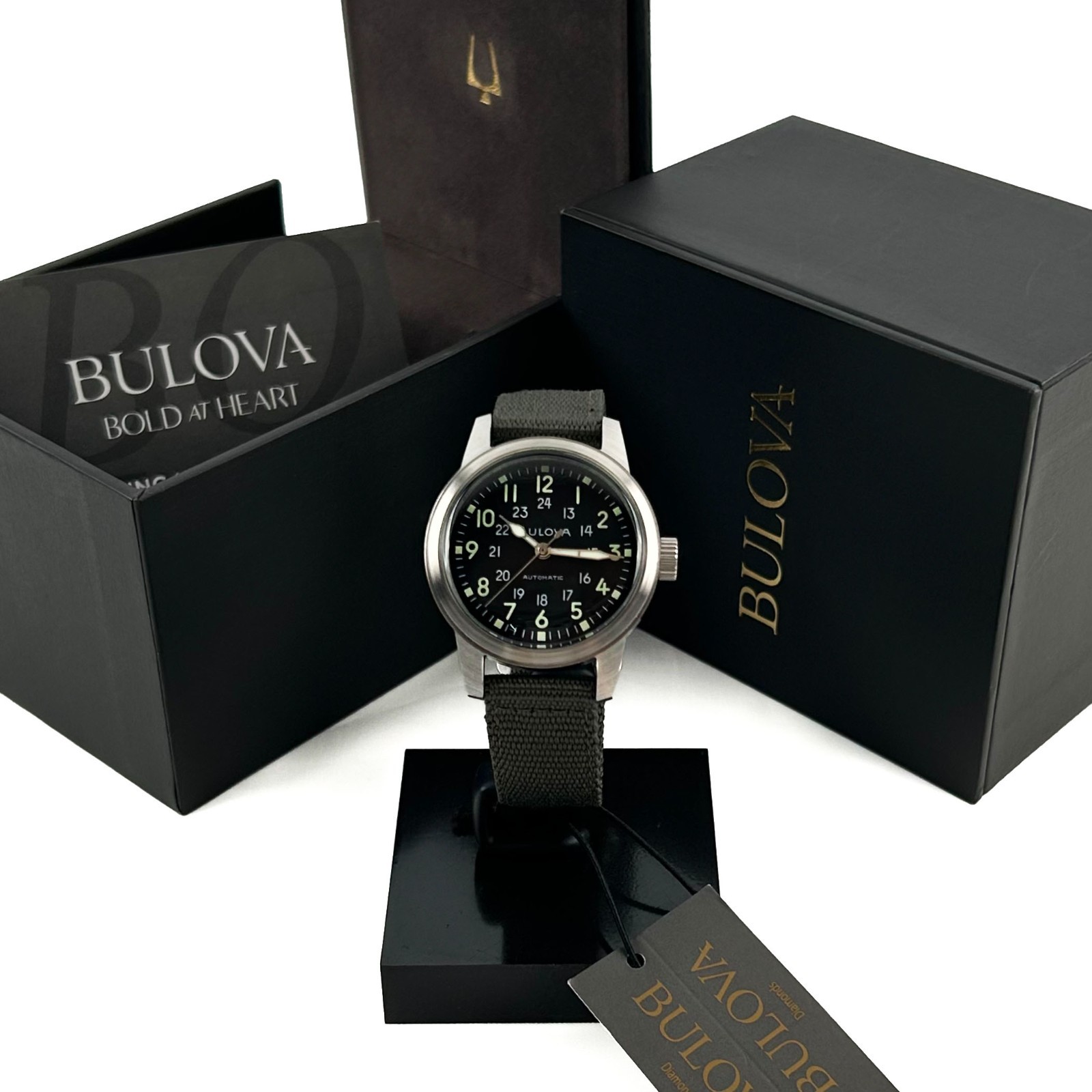 Bulova Military VWI Special Edition HACK 38mm Automatic Men’s 96A259 Watch-W/box