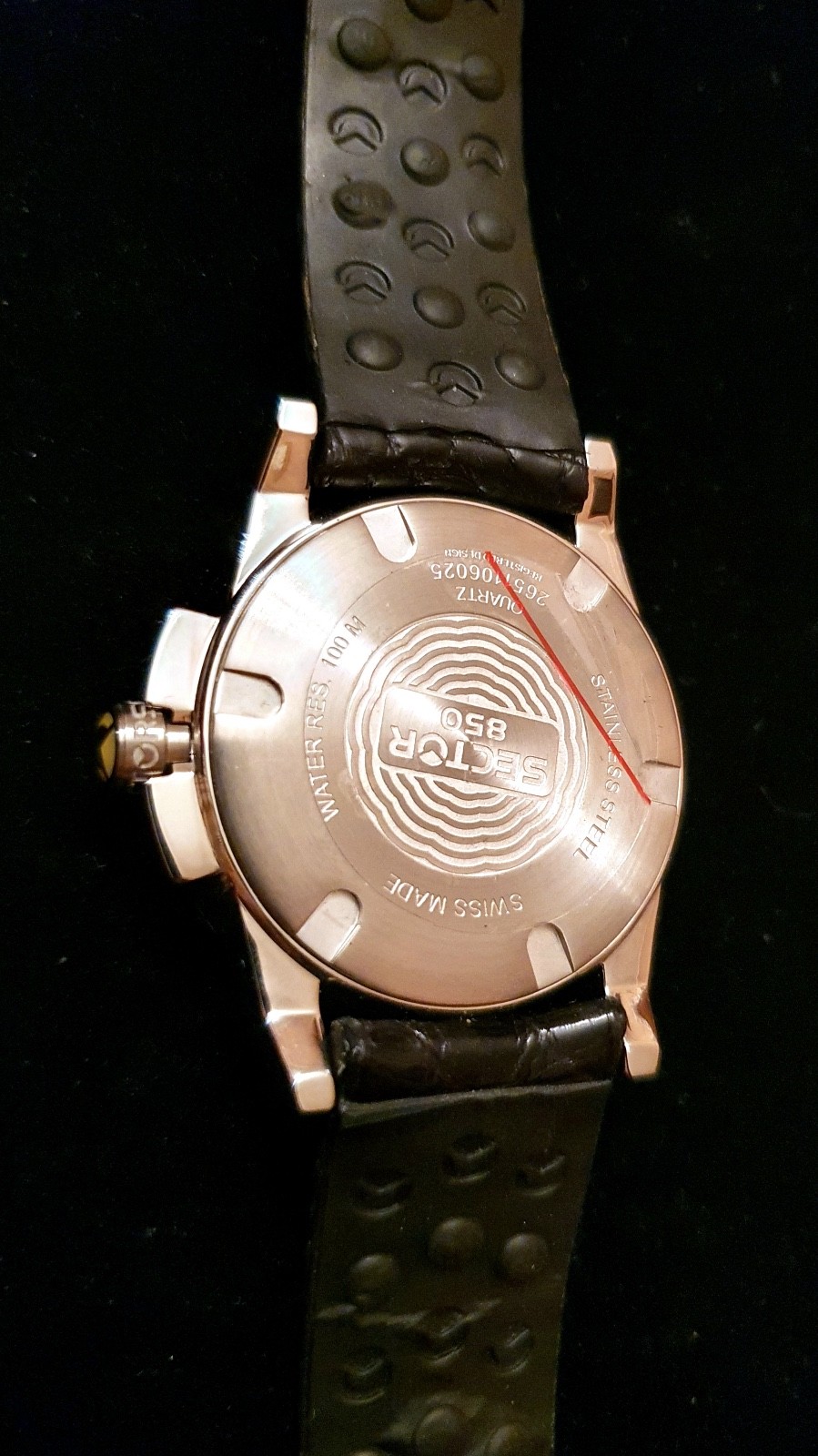 New Sector 850 Moon Face Steel Leather 100Mt Swiss Made Watch