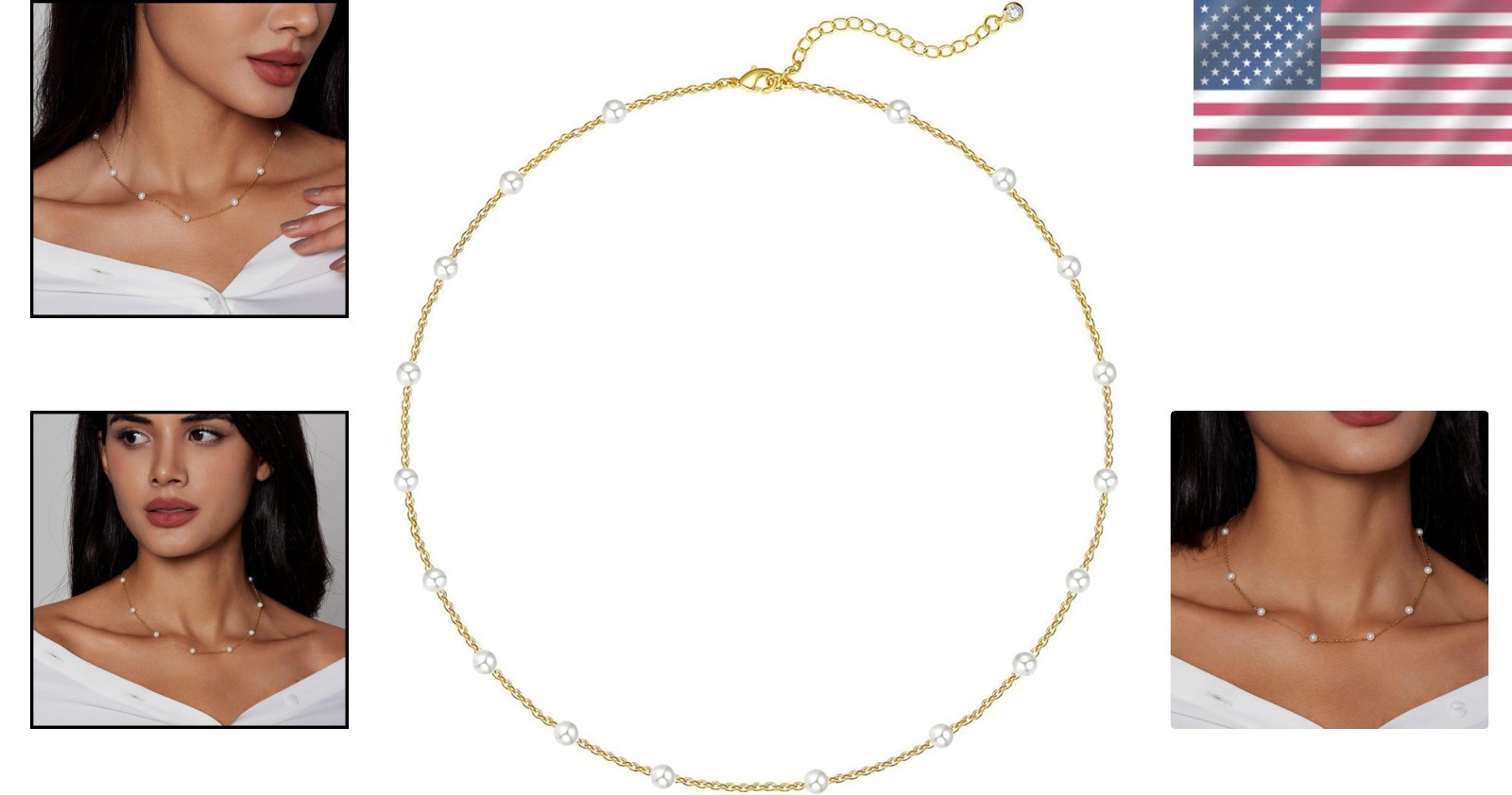 Timeless 4MM Gold Satellite Pearl Necklace – Dainty Bridesmaid & Everyday Wear