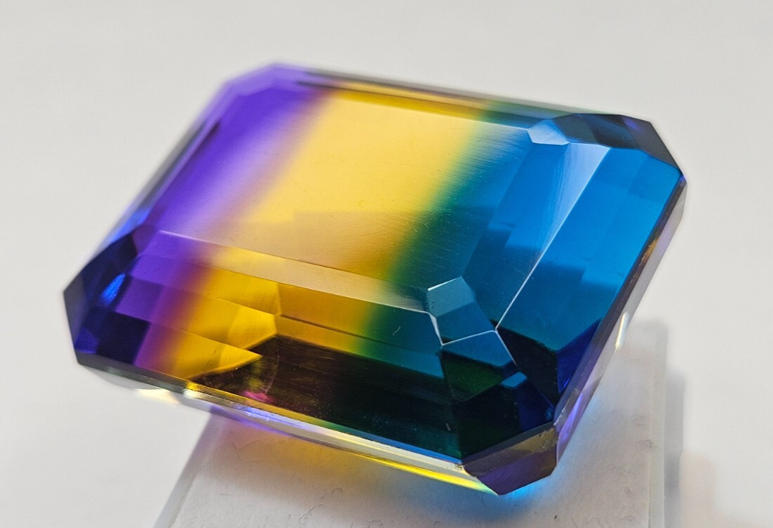 Tourmaline Bi-Colour 100+ Ct Emerald Cut Natural Certified Loose Gemstone