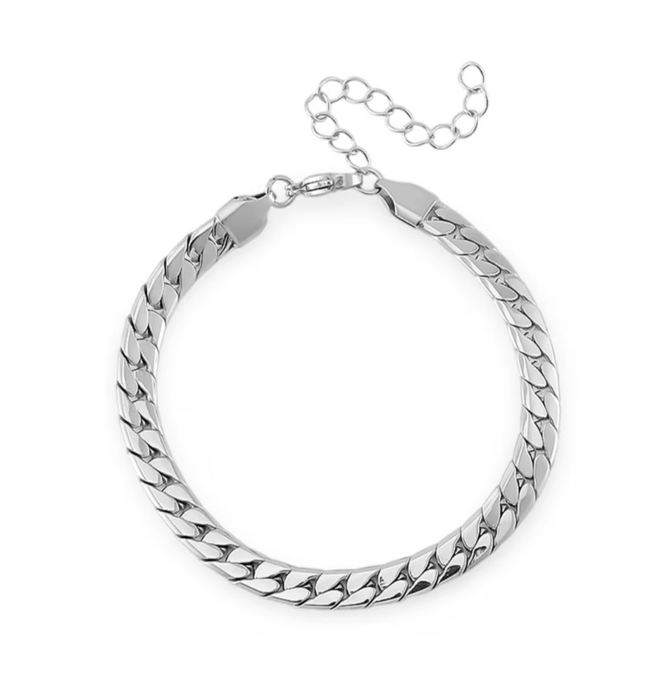 Simulated Blue Diamond Set Tennis & Curb Bracelets Stainless Steel 7.50-9.0in