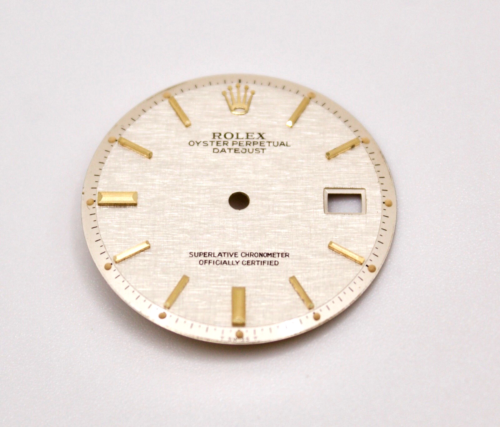 ORIGINAL Rolex Dial 36mm Datejust Silver TT YG w Date Linen 1600/1601/1603 Swiss