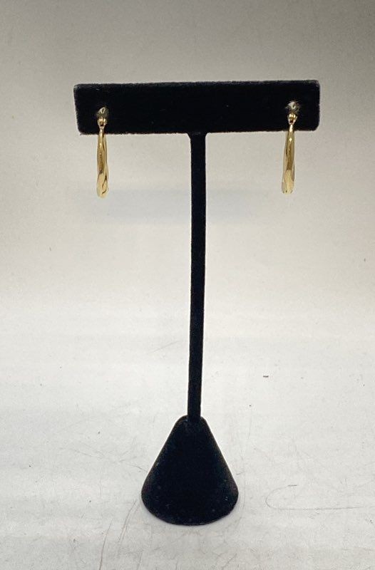 14K Yellow Gold Tapered Hoop Earrings 1″ Drop 2.06g 585 Hallmarked