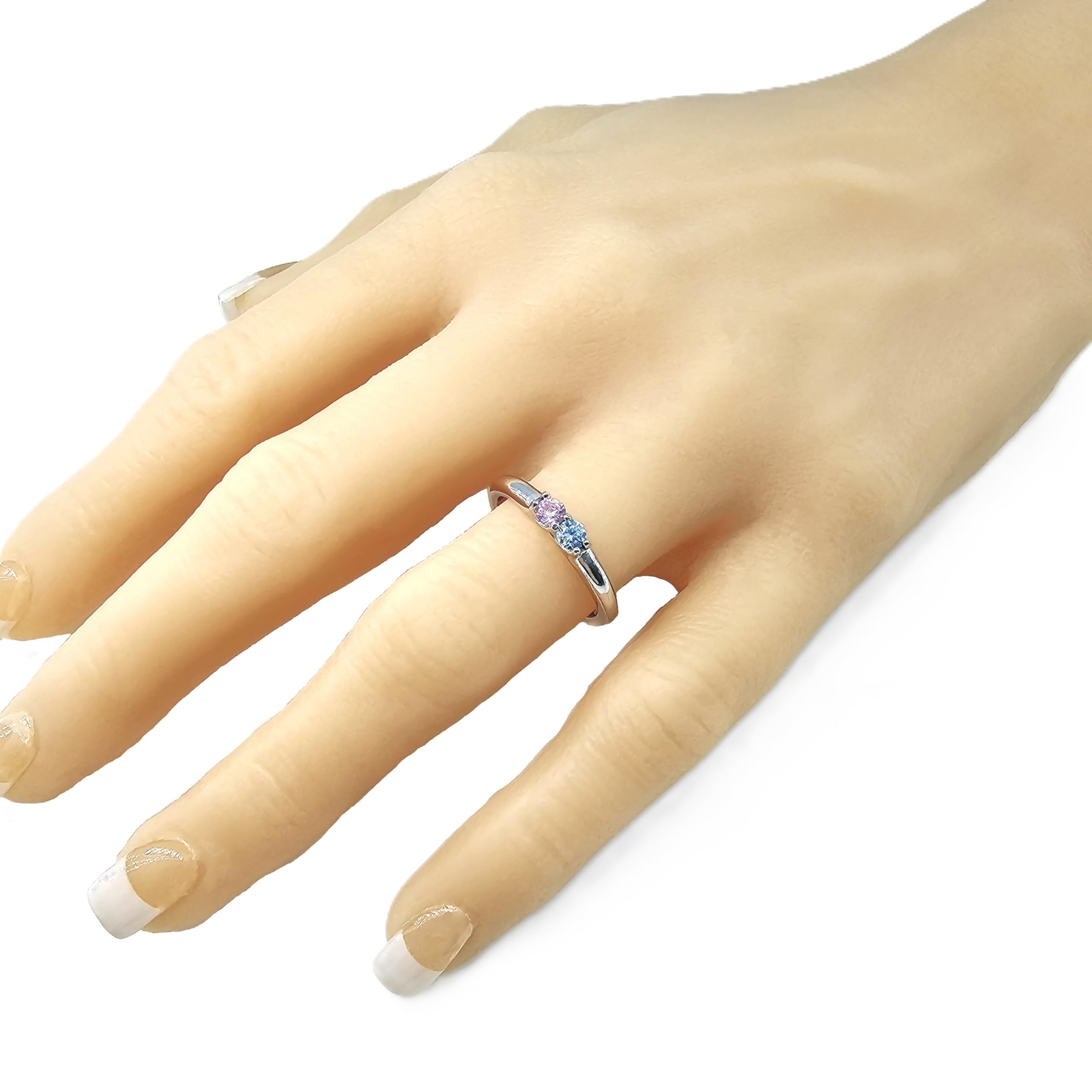 NANA Lucita Couples Ring With 2 Simulated Birthstones in Sterling Silver or 10K