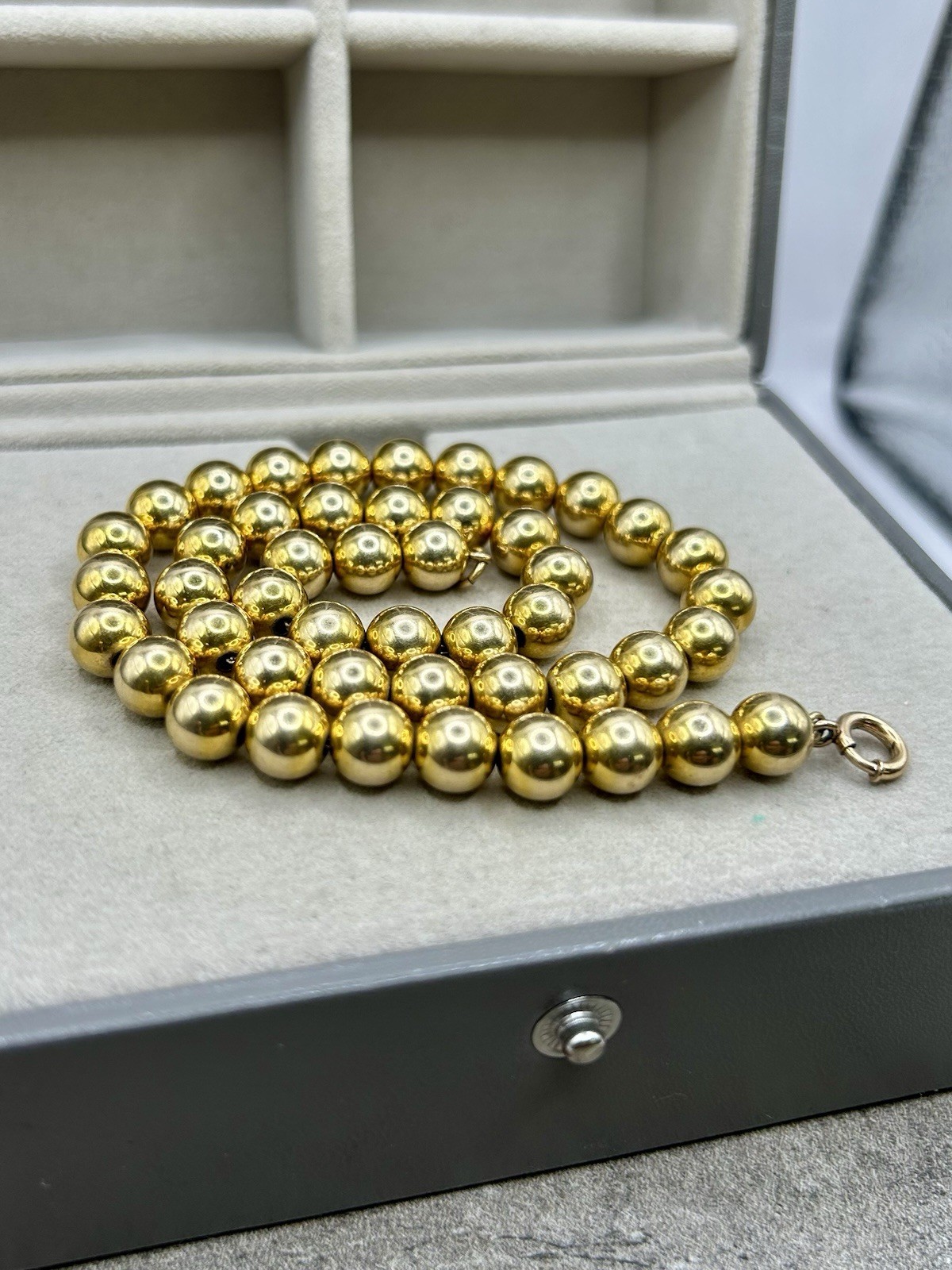 Vintage 10k-12k Gold Filled Bead Ball Necklace 29 Grams 15”
