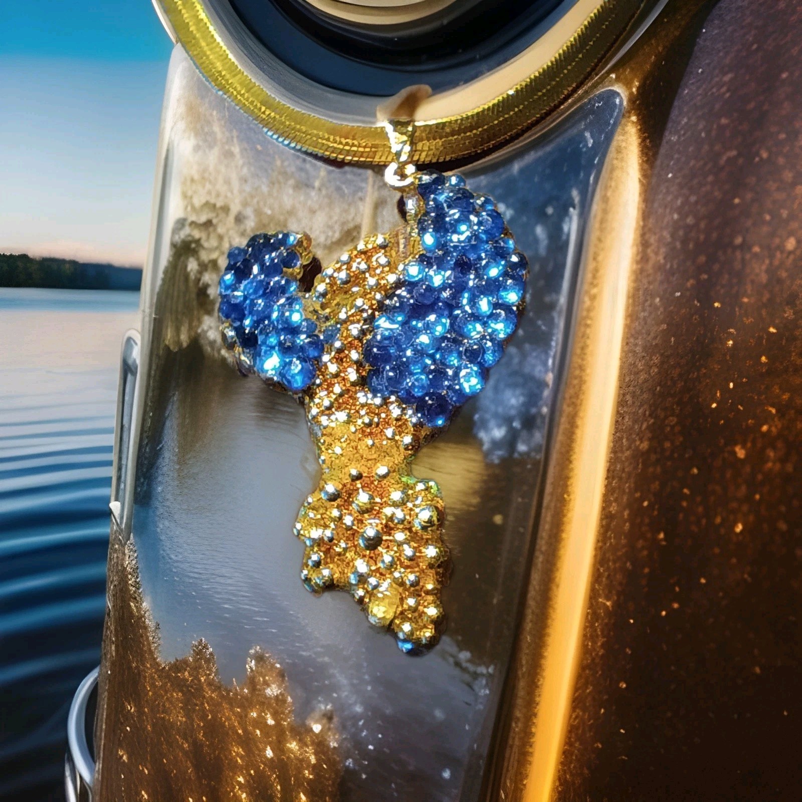 Royal Blue Frost Phoenix Necklace Handmade Phoenix Jewelry Gift