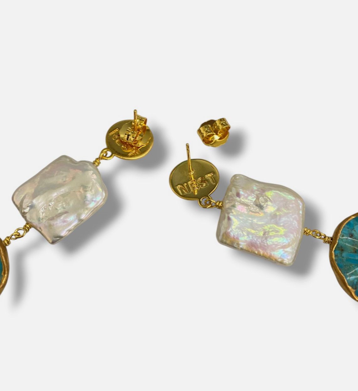 Nest Women’s 22k Gold Plated Turquoise Wave Statement Drop Earrings