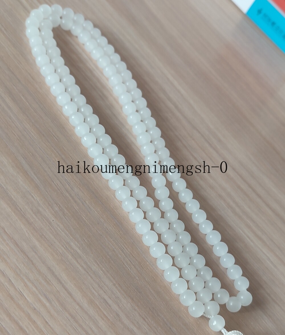 1 Pcs 6mm White Jade Round Beads Necklace String Cord Rope for Pendant