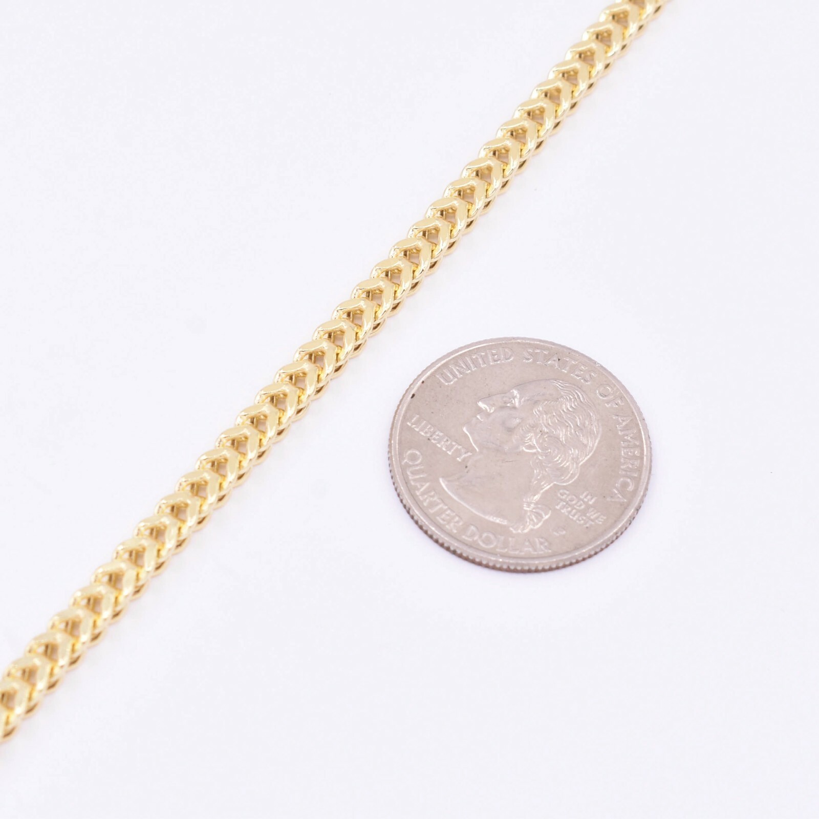 3.9mm Textured Franco Wheat Anklet Real 10K Yellow Gold 10″