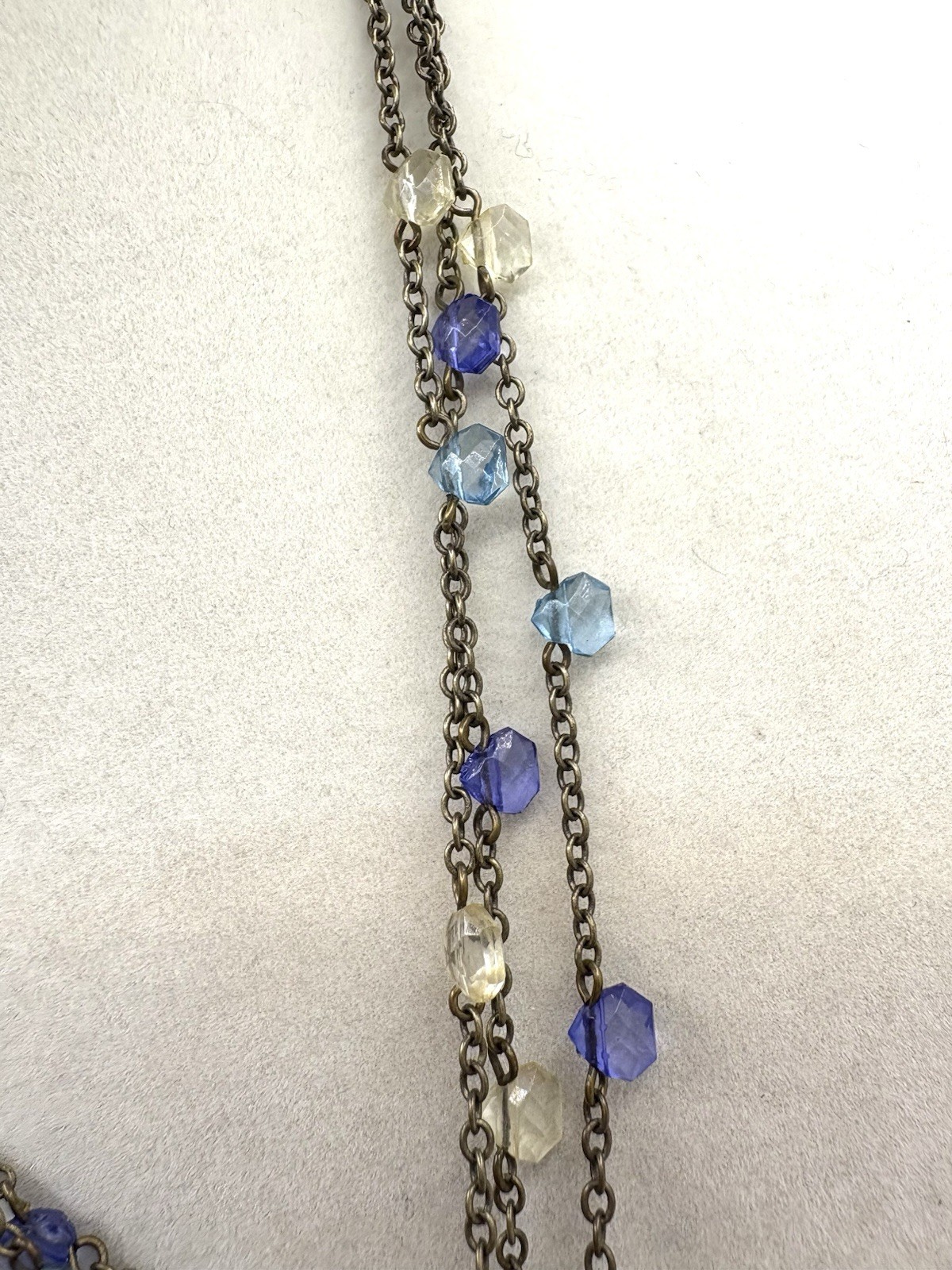 Evita Peroni Aged Brass Multi Colored Beaded Layered Tassel Necklace Pastel