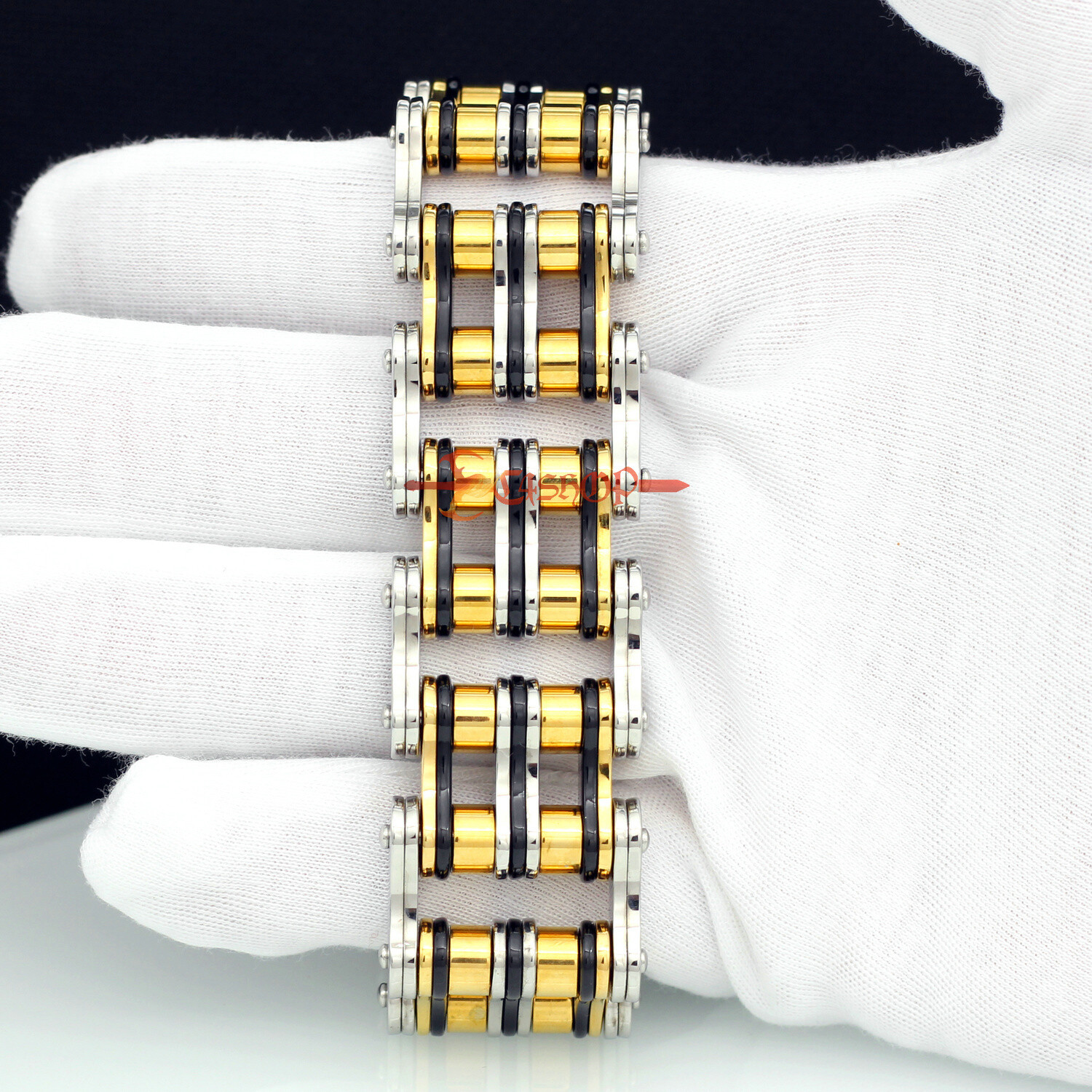 Heavy Men’s Motorcycle Bike Chain Bracelet Bicycle Stainless Steel Silver/Gold