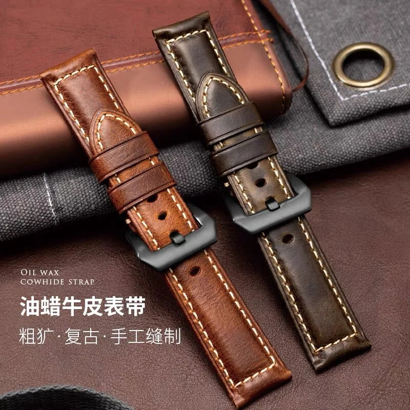 Vintage Classic Buckle Cow Genuine Leather Watch Band 20mm 22mm 24mm 26mm Strap