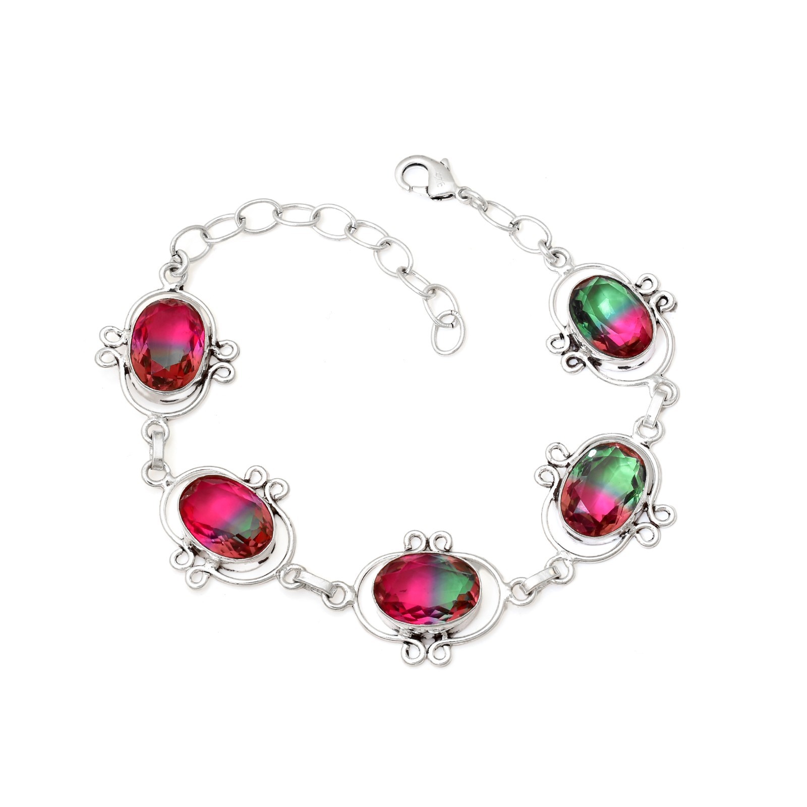 925-Streling Silver Unique Gemstone Mystic Stone Handmade women Bracelet Gift