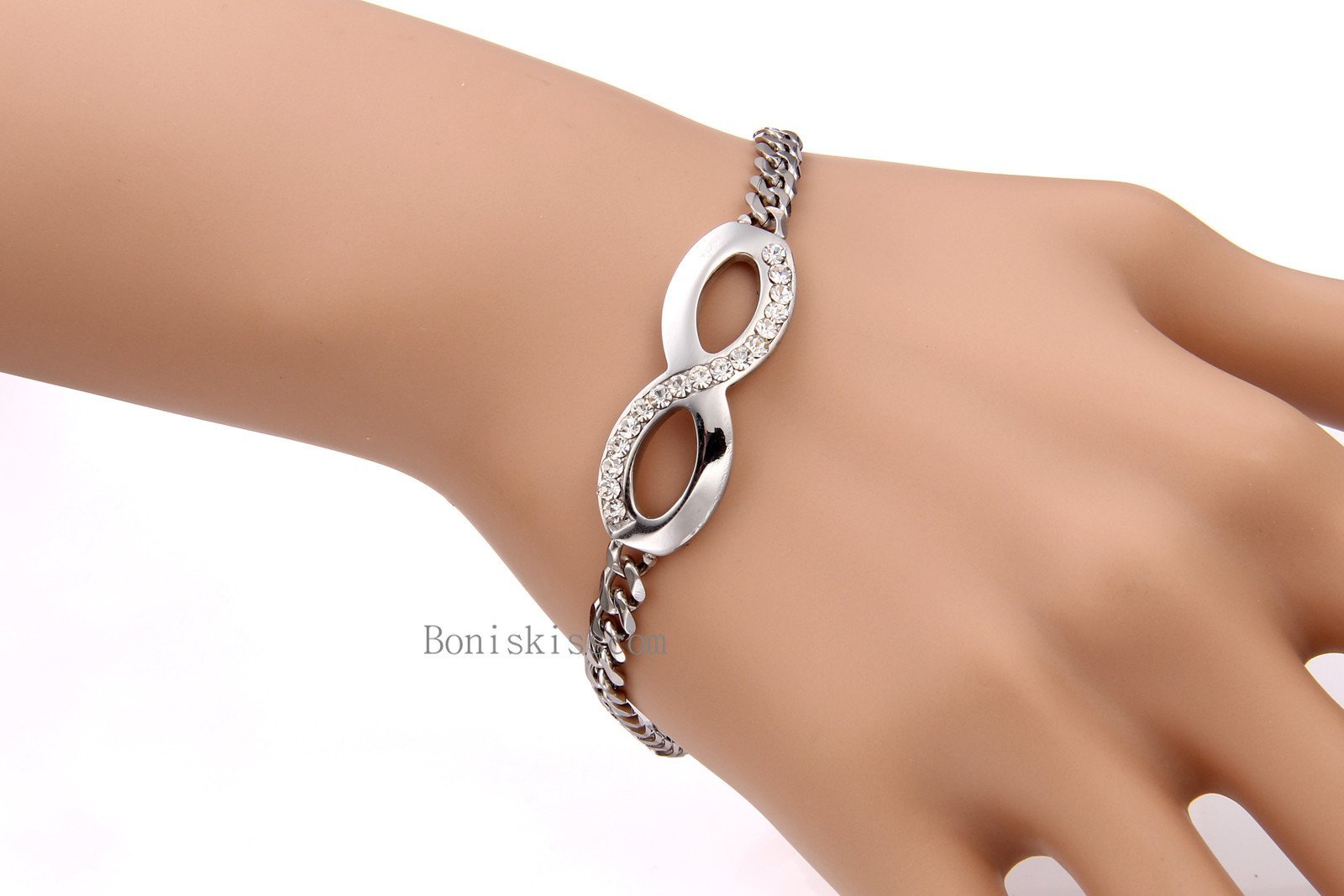 Infinity Symbol Charm Braided Chain Stainless Steel Bangle Bracelet Women’s Gift