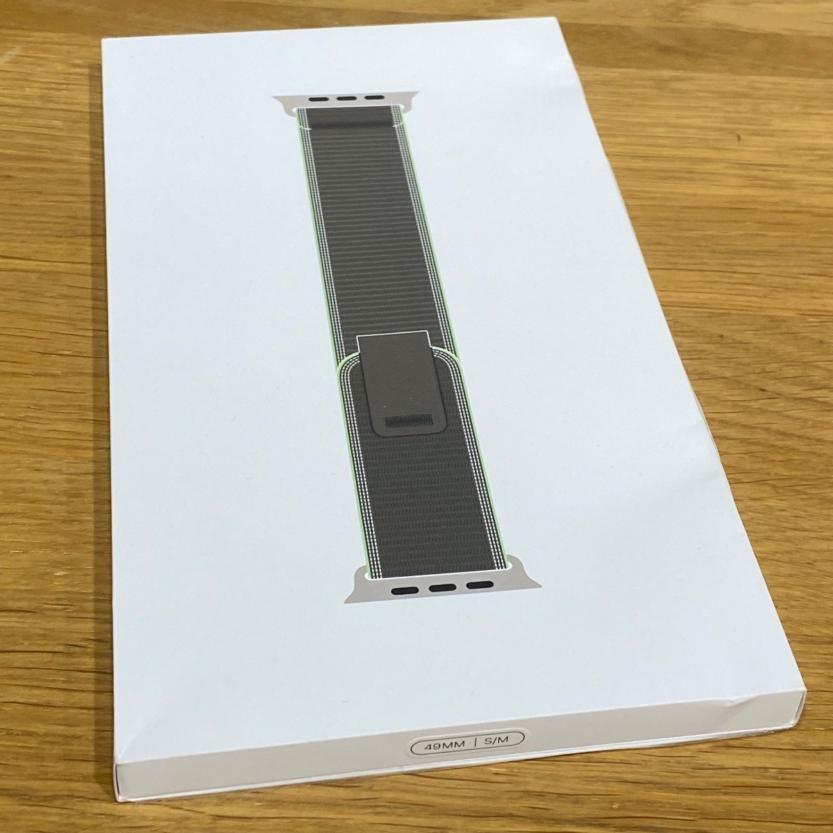 Apple Watch Strap Band 49mm Green Neon Trail Loop Natural Titanium Finish S/M