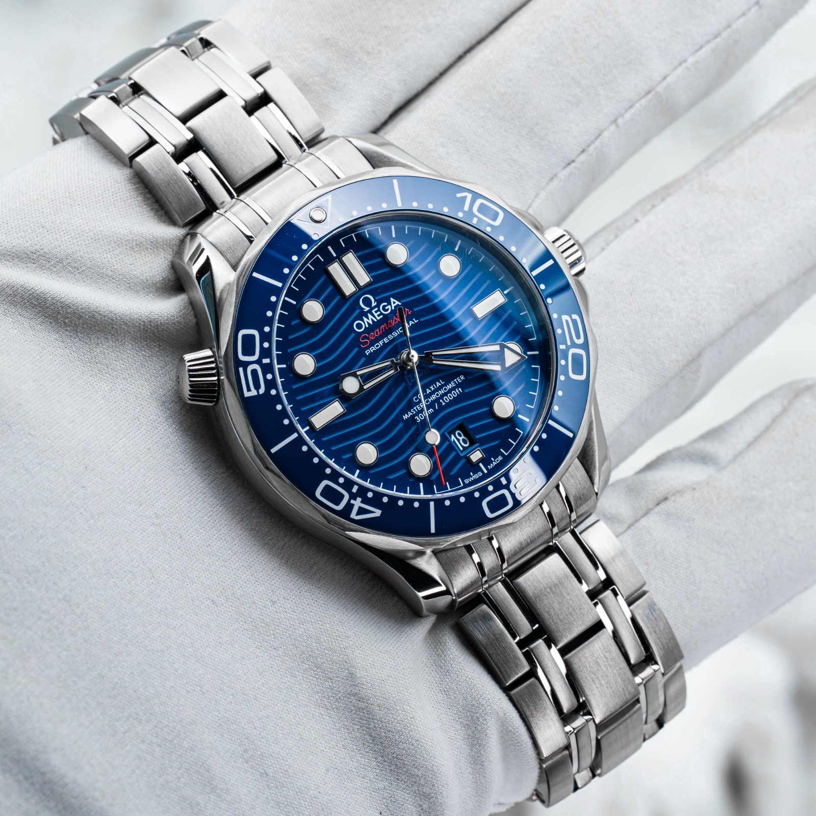 2023 Omega Seamaster Diver 300m Blue Dial on Bracelet 210.30.42.20.03.001 B+P