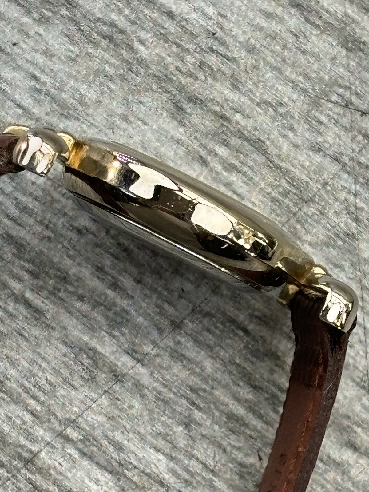 Mitoya Quartz V377 Wristwatch 3930QS Gold Silver Brown Leather Works Japan Fada