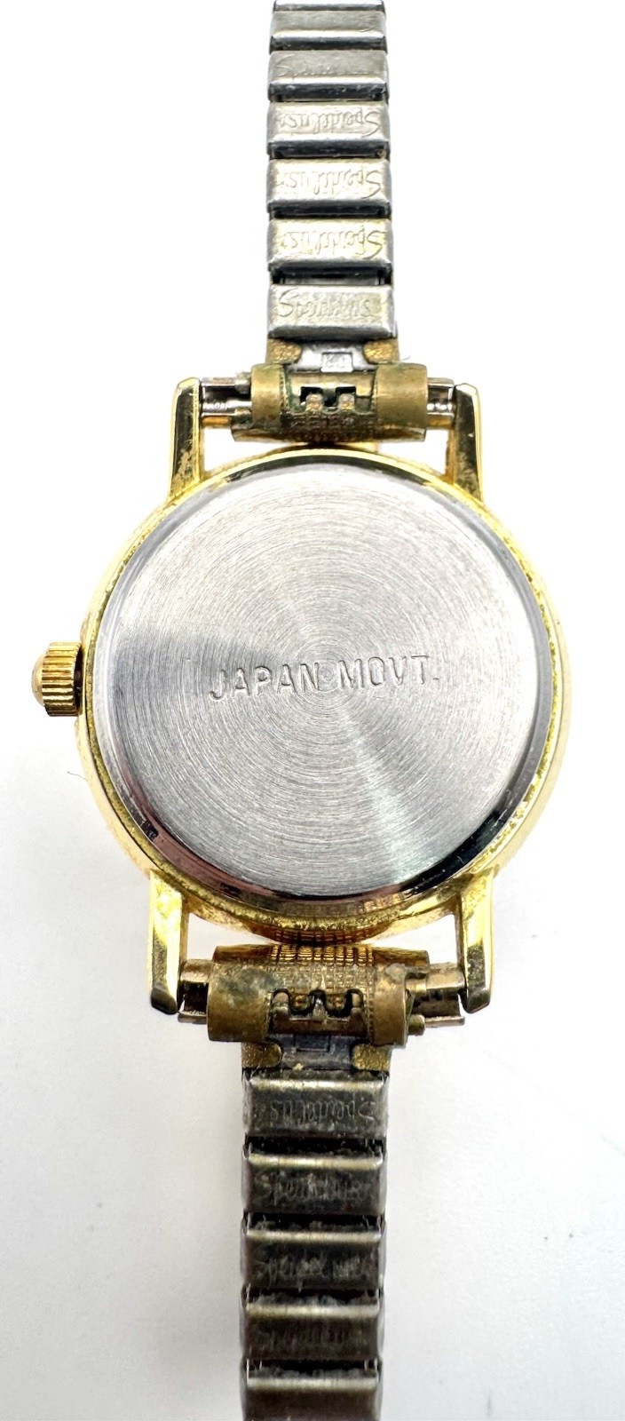 Ladies Round Gold Tone Scissors Needle Hands Sewers Analog Watch