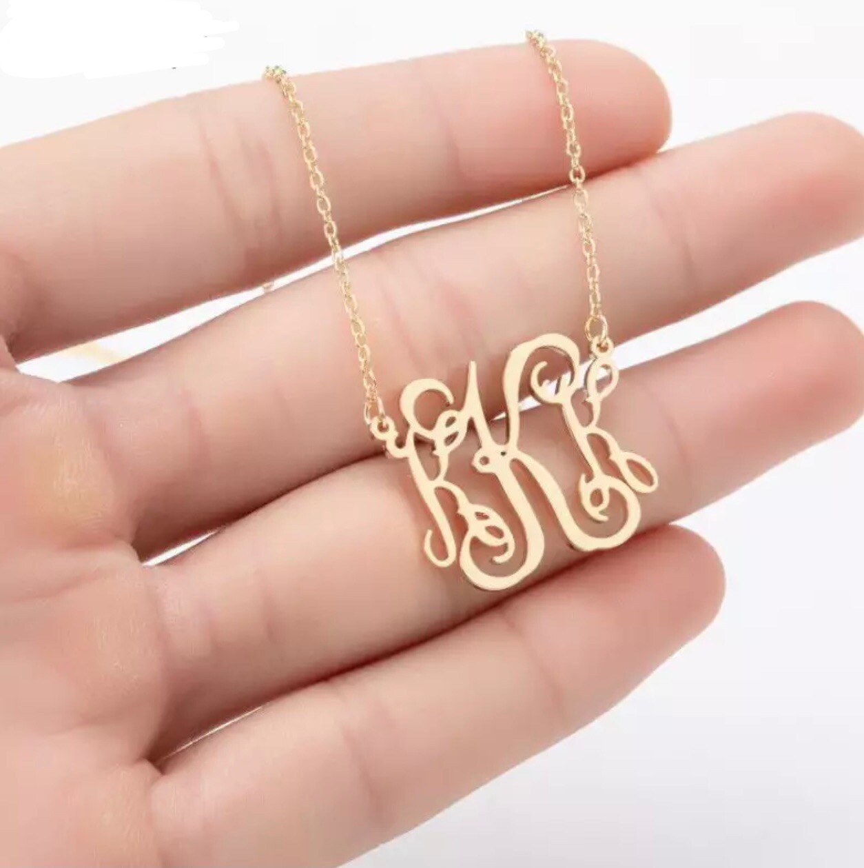 Initial A-Z Monogram Pendant Necklace Gold Plated Personalized Name 18″ N53