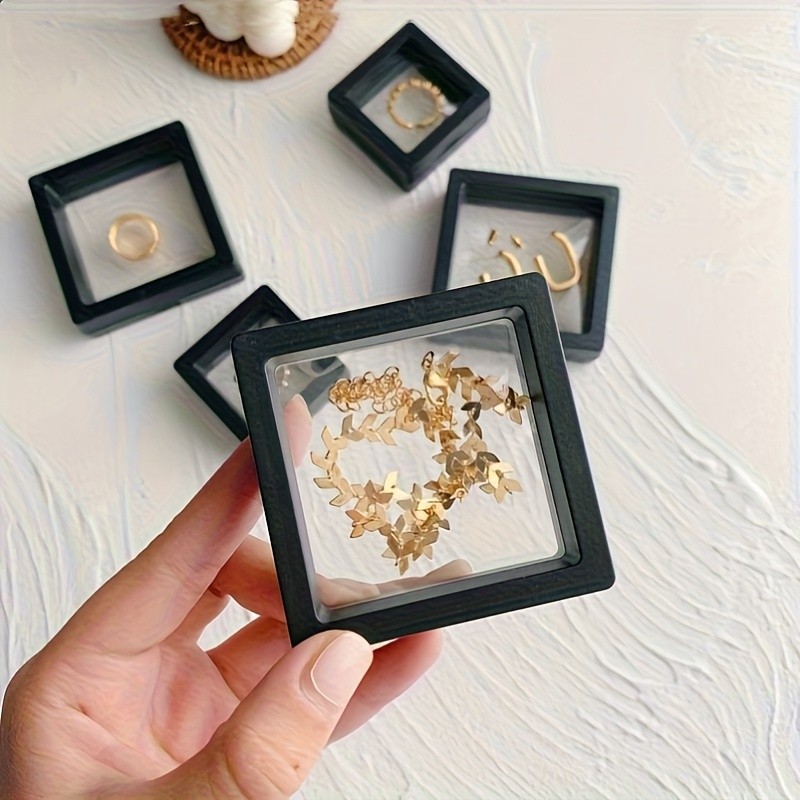 30/60Pcs Floating Display Case,lear Film Jewelry Storage Box Plastic Frame Stand
