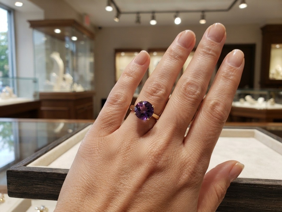 purple amethyst fine rings natural amethyst 925 silver ring party wear size 8
