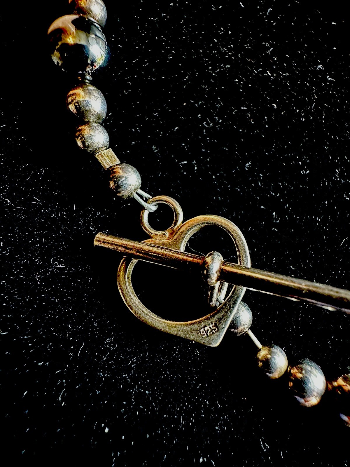 vintage 925 sterling silver And Black Cold Stone Bracelet Cross Charm bracelet