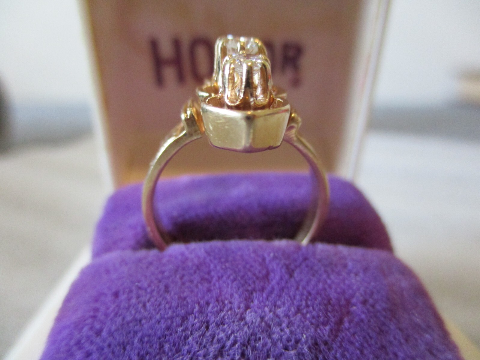 VTG 14K YELLOW GOLD (.30ct APPOX) DIAMOND RING 3 VERTICAL BUTTERCUP SZ 5.5/5.43g