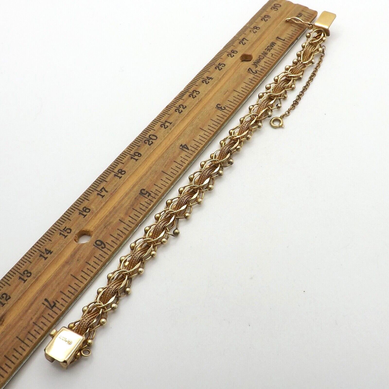 12k Gold Filled American Charm Mesh Sputnik Bracelet 7in Vintage 12gr