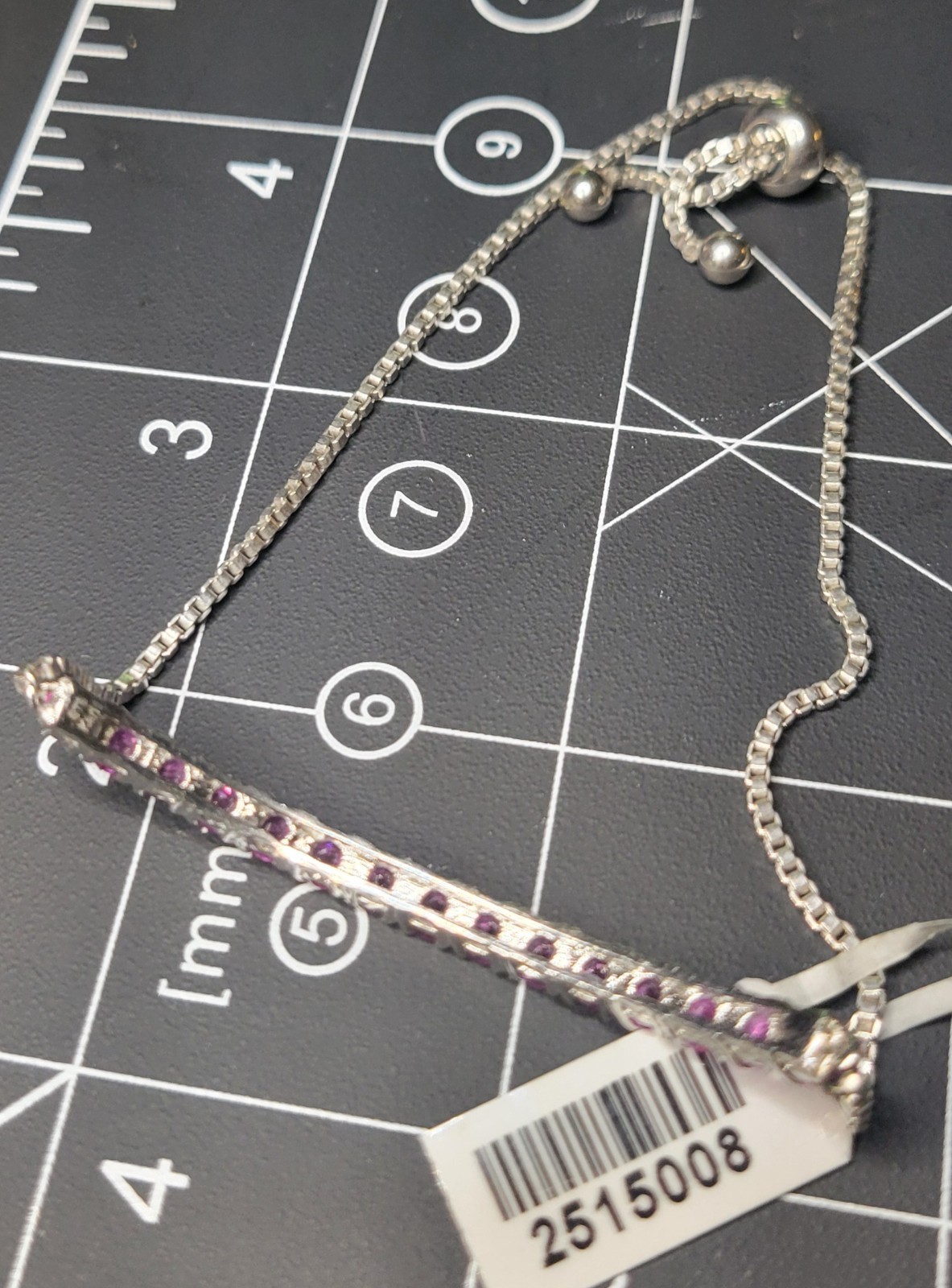 Simulated Pink Sapphire Bolo Bracelet. STS Karis
