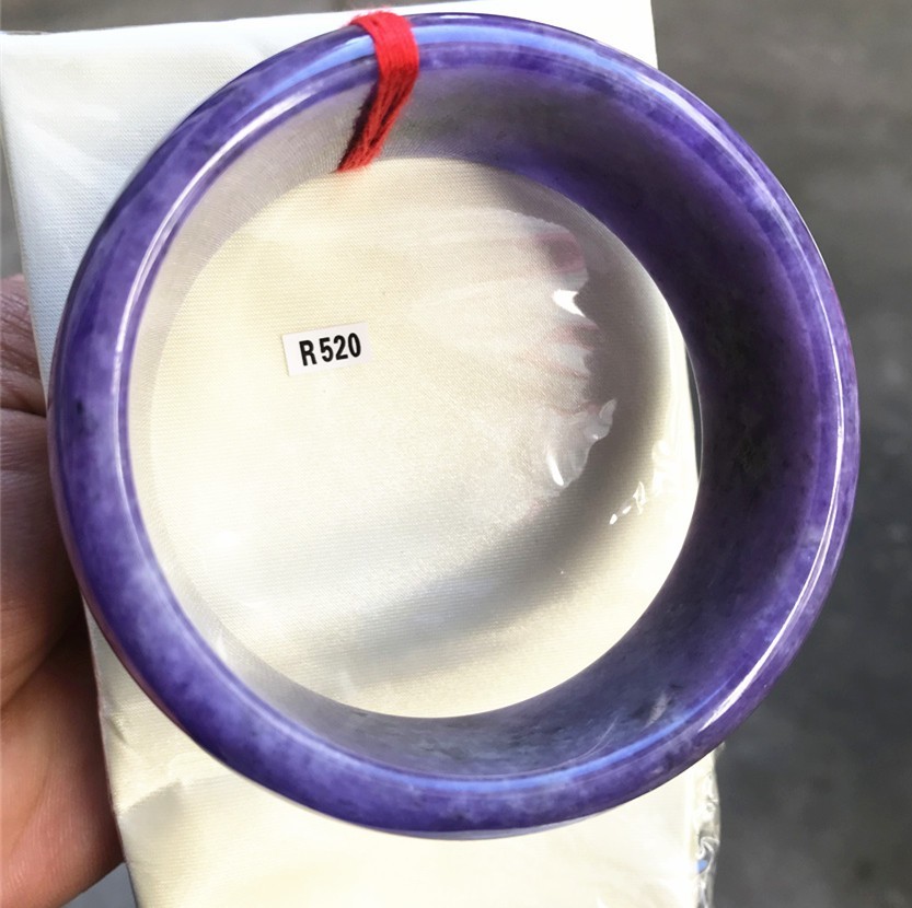 63.5MM Natural Ice Lavender Jadeite Jade Bracelet Burma Wide Jade Bangle