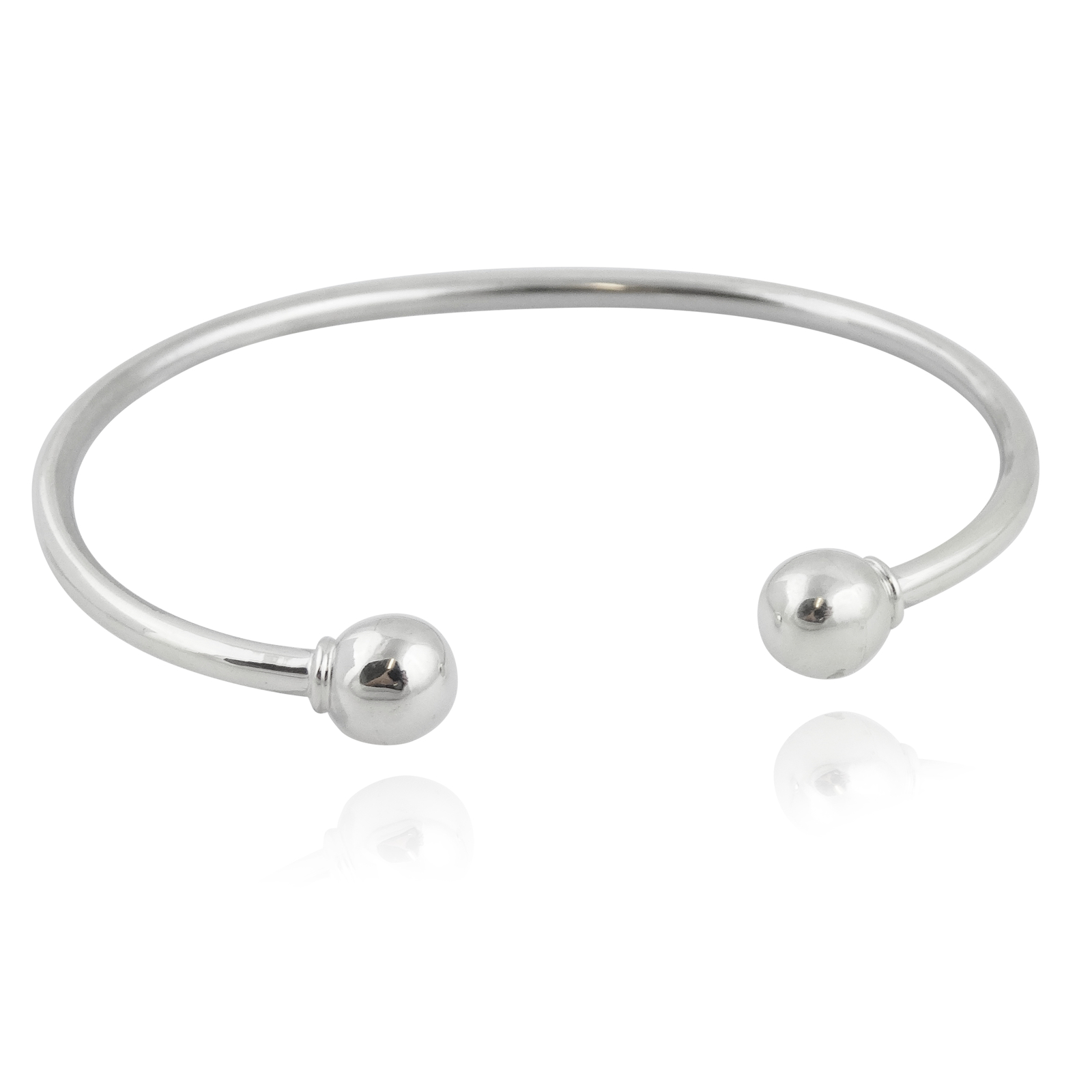 Sterling Silver 7″ Charm Cuff Bangle Bracelet, Removable Bead Add Charms Gift