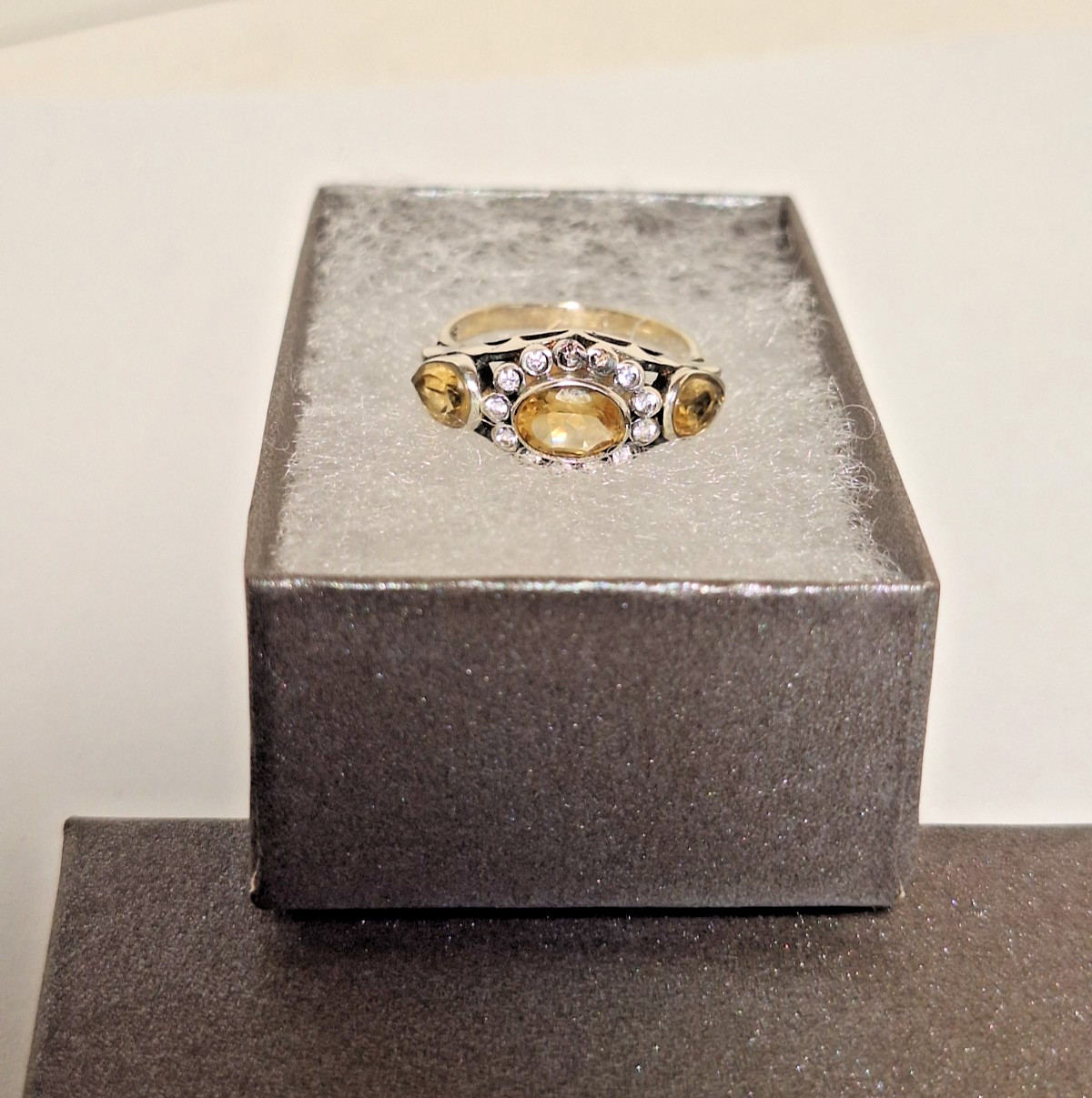 .925 Sterling Silver & 1.44 Ct Genuine Golden Citrine Dinner Ring