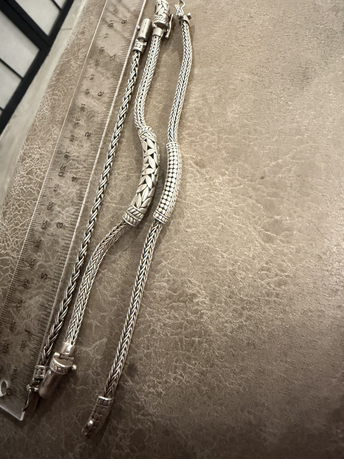 Lot of 3 ATI 925 Sterling Silver Woven Chain Bracelets Estate