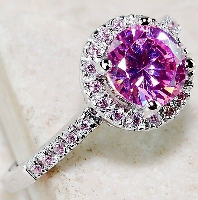 2CT Heat Treated Pink Topaz 925 Sterling Silver Ring Jewelry Sz 6 UB3-8