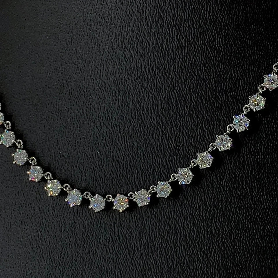 10Ct Round Cut Lab Created Diamond Women’s Tennis Necklace 14K White Gold Plated