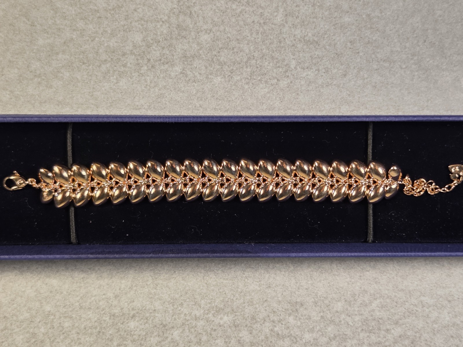 Swarovski BARON Bracelet Rose Gold Tone Crystal Mesh Bridal Leaf Motif 5074352