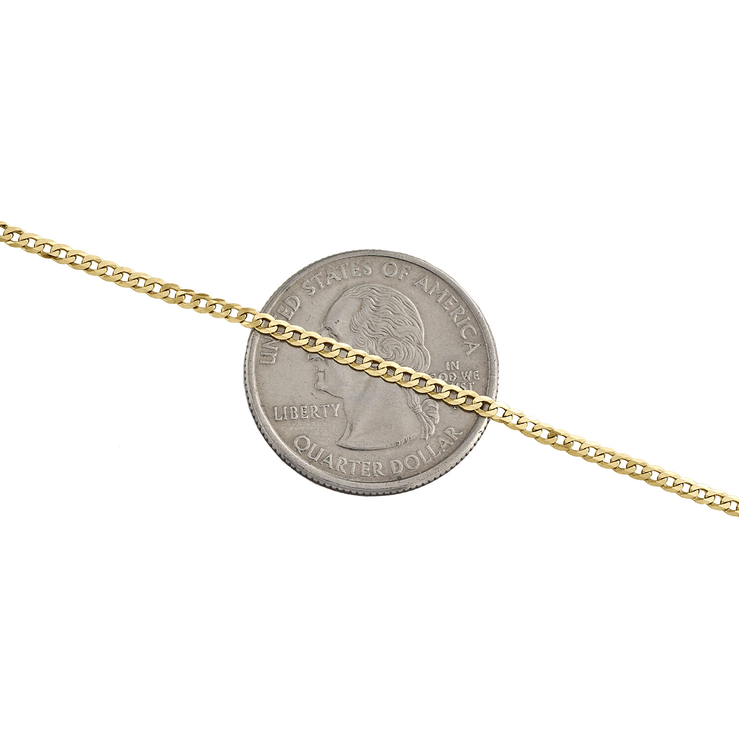 14K Yellow Gold 2mm Solid Plain Curb Cuban Link Anklet / Bracelet 7 – 10 Inches